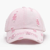 Distressed Letter Embroidered Baseball Cap.