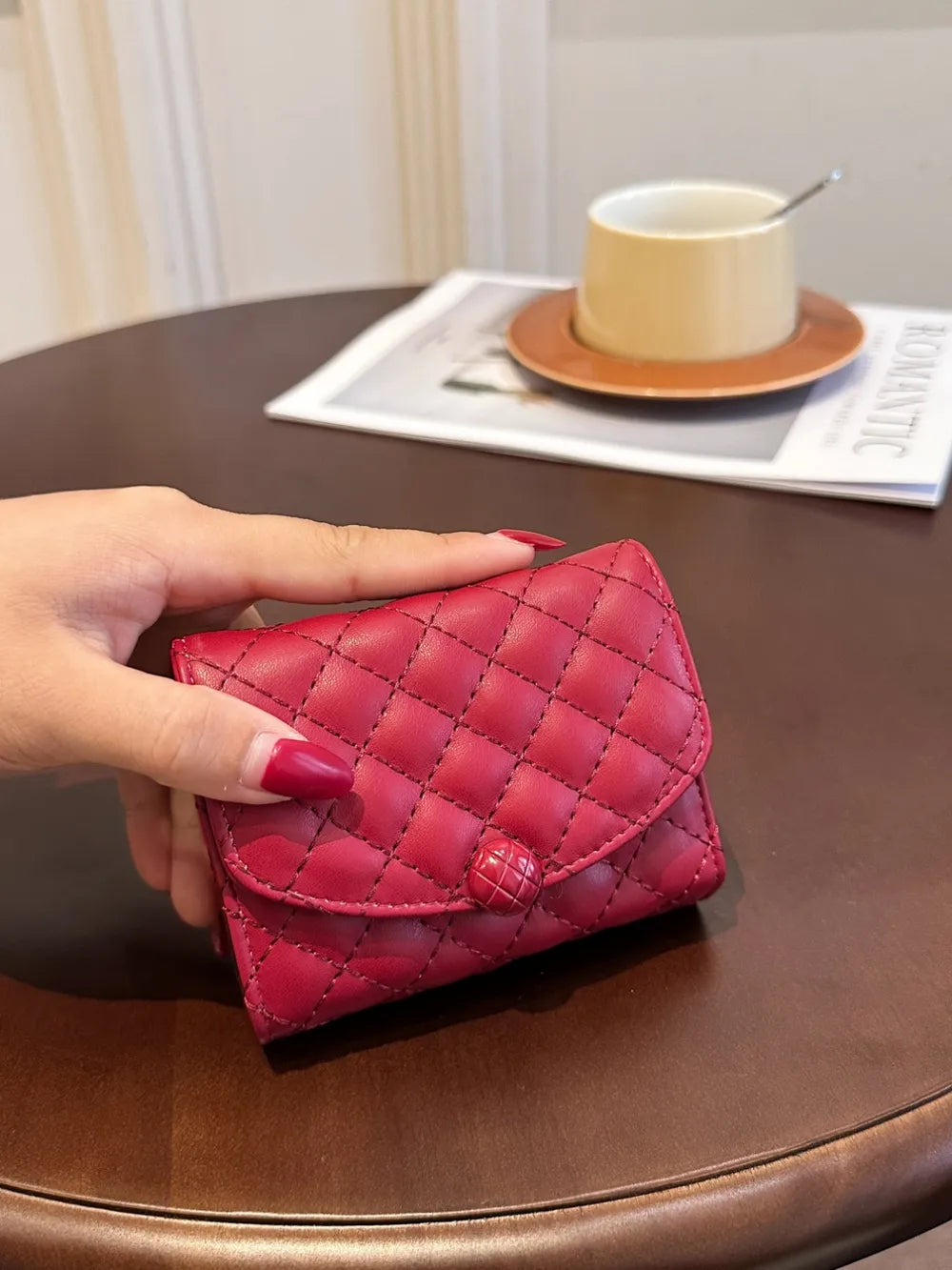 Mini PU Leather Solid Color Wallet.