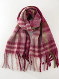 Fringe Plaid Polyester Scarf.