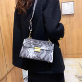 PU Leather Snakeskin Print Crossbody Bag.