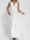 Plus Size V-Neck Sleeveless Maxi Dress with Slit.