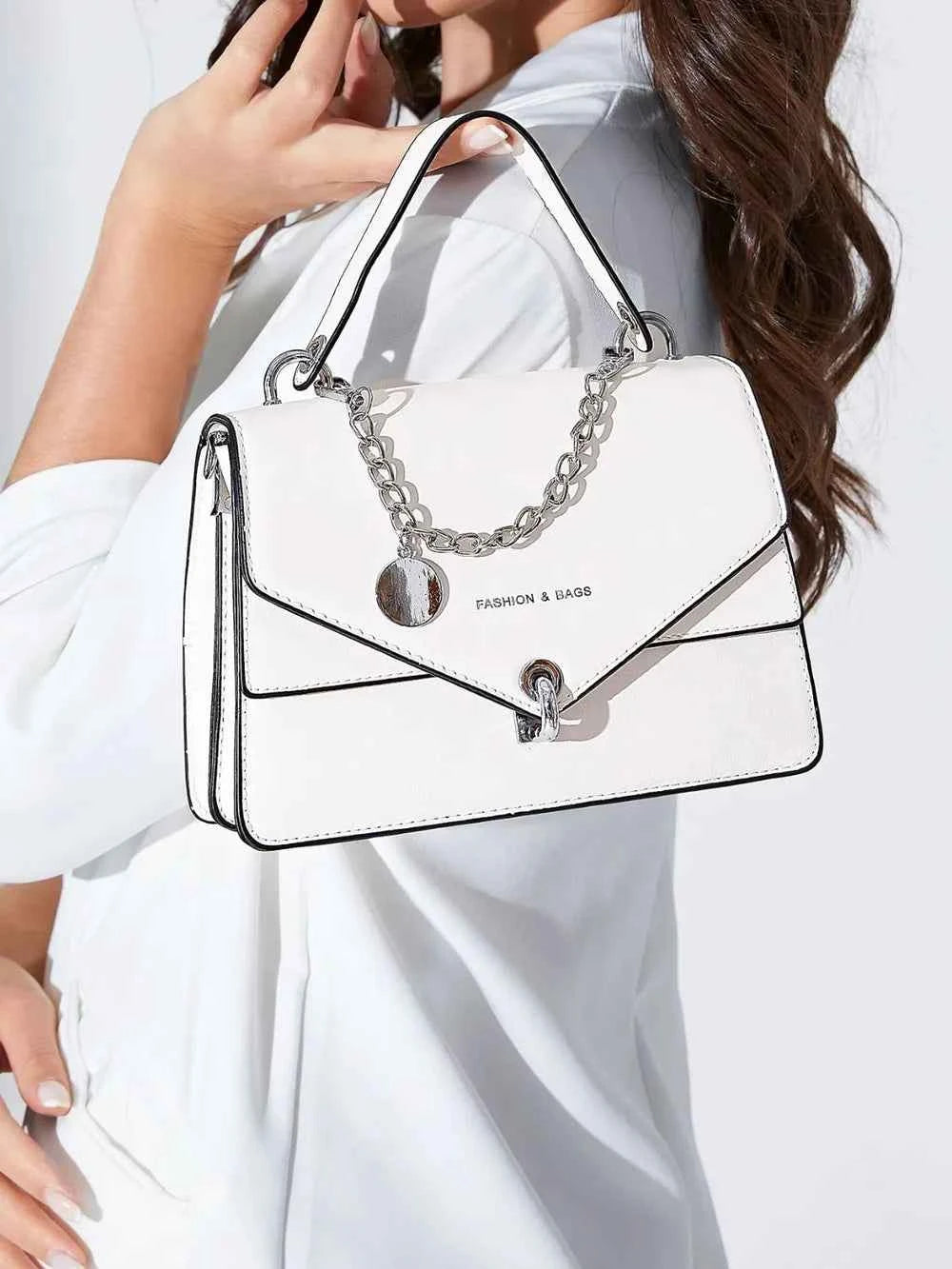 Detachable Shoulder Strap PU Leather Handbag.