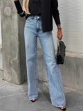 High-Waist Raw Hem Stretch Jeans.