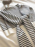 Striped Contrast Knit Wrap.