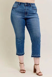 Judy Blue Plus Size High Waist Vintage Wash Kick Flare Jeans.