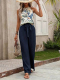 Printed Tank Top and Wide Leg Pants Set for Effortless Style - EBYNN
