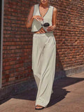 Stylish V-Neck Vest and Pants Set - EBYNN