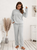 Ivy Lane Teddy Long Sleeve Top and Pants Lounge Set.