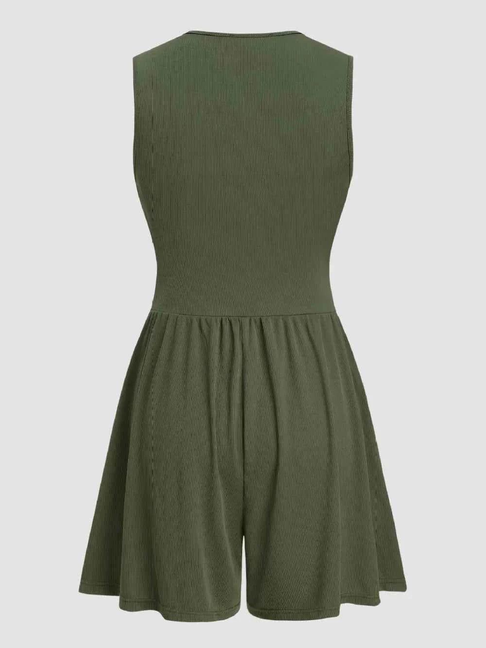 Ruched Plunge Sleeveless Romper.
