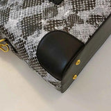 PU Leather Snakeskin Print Crossbody Bag.