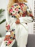 Shiny Printed Round Neck Top and Pants Lounge Set.
