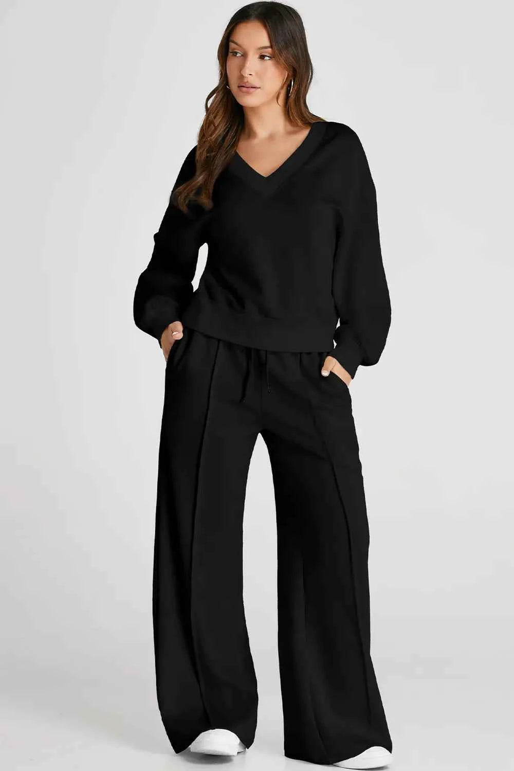 V-Neck Long Sleeve Active Set with Pants.