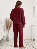 Ivy Lane Teddy Long Sleeve Top and Pants Lounge Set.