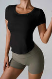 Cutout Round Neck Short Sleeve Active T-Shirt.