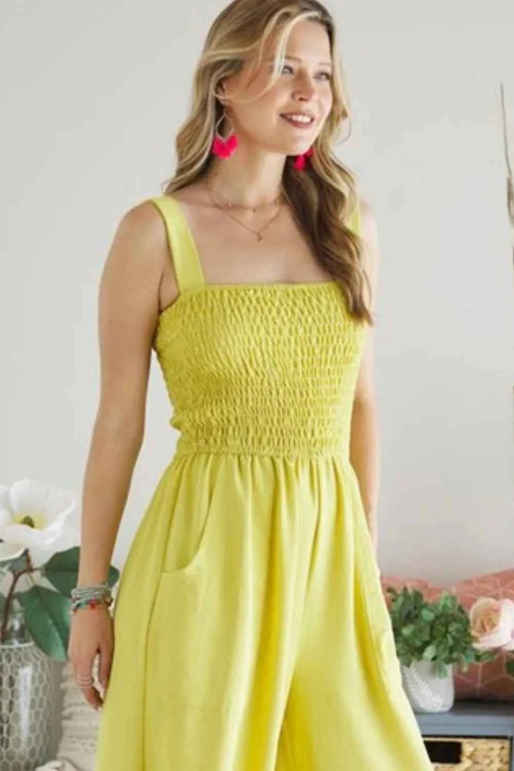 ADORA Smocking Top Wide Leg Jumpsuit.