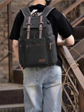 Large Canvas Backpack with Buckle Straps.