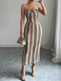 Printed Tube Top Skirt Set with Slit for Effortless Style - EBYNN