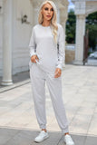 Round Neck Top and Drawstring Pants Lounge Set.