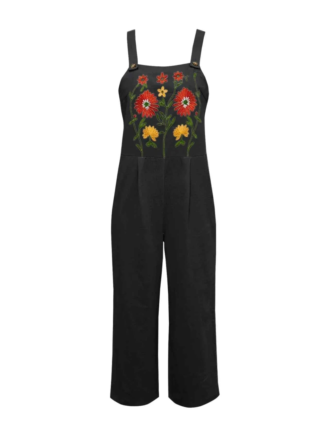 Floral Embroidered Wide Leg Jumpsuit.