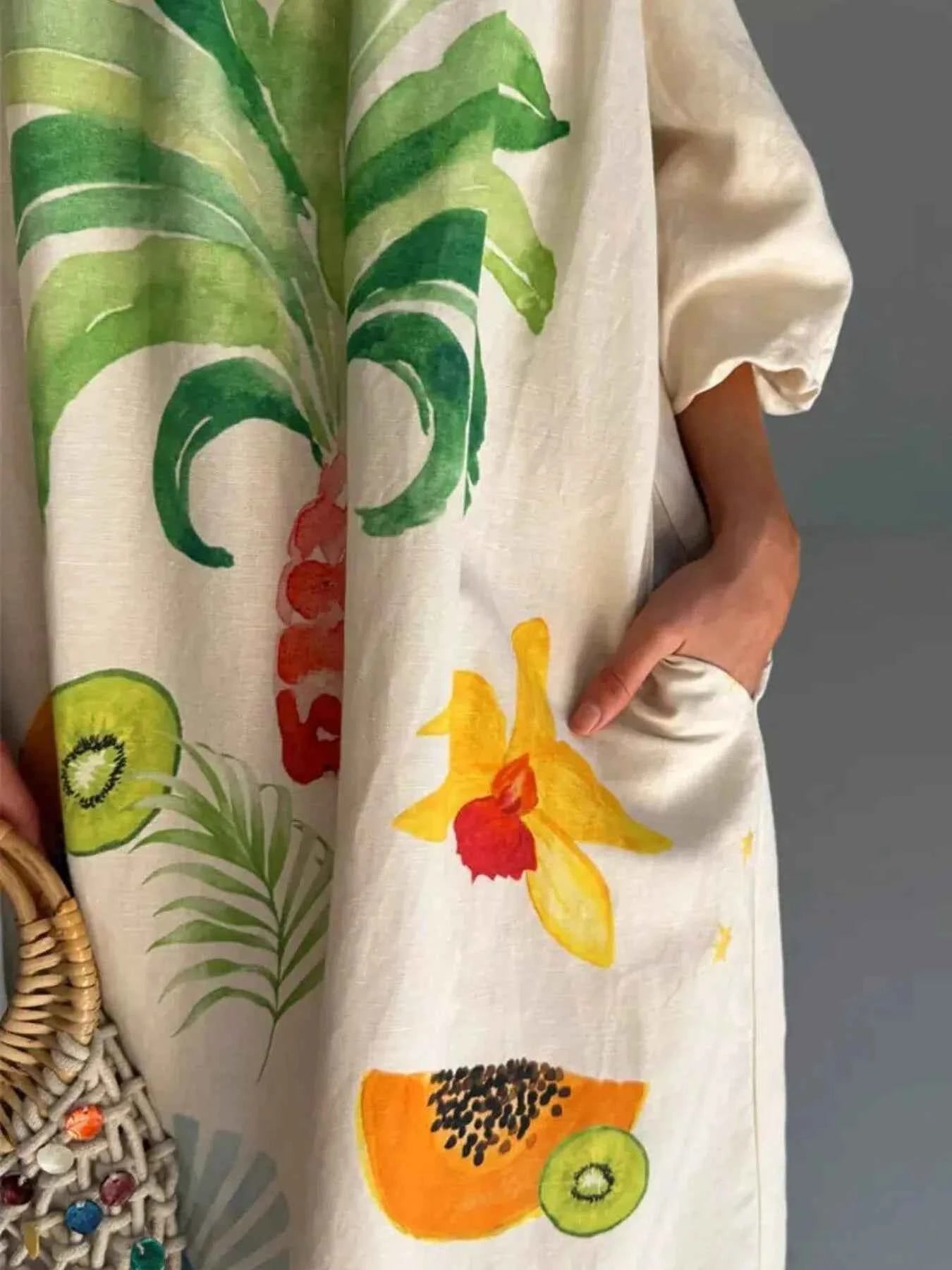 Frill Printed Off-Shoulder Dress.