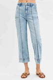 RISEN Plus Size High Rise Crop Wide Leg Jeans.