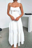 Cut-Out Tiered Dress with Spaghetti Straps.