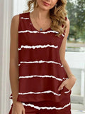 Striped Round Neck Tank and Shorts Lounge Set.