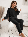 Ivy Lane Teddy Long Sleeve Top and Pants Lounge Set.