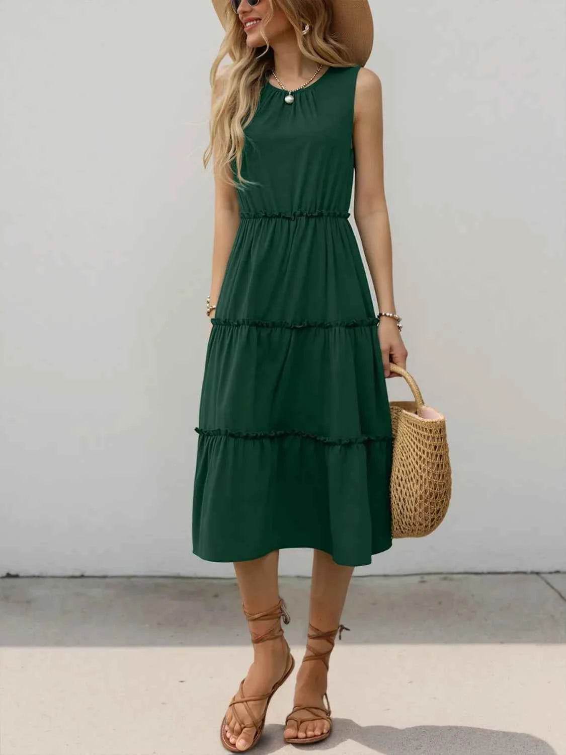 Frill Tiered Midi Dress.