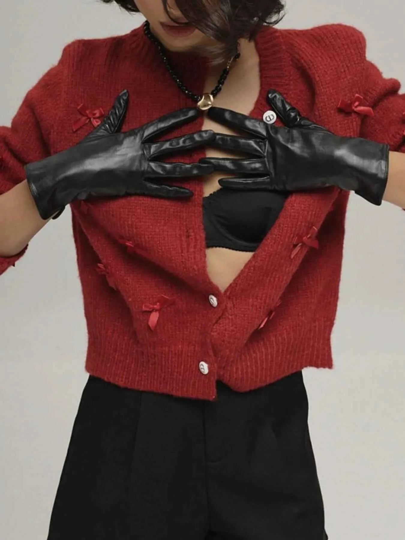 Bow Button Up Long Sleeve Cardigan.