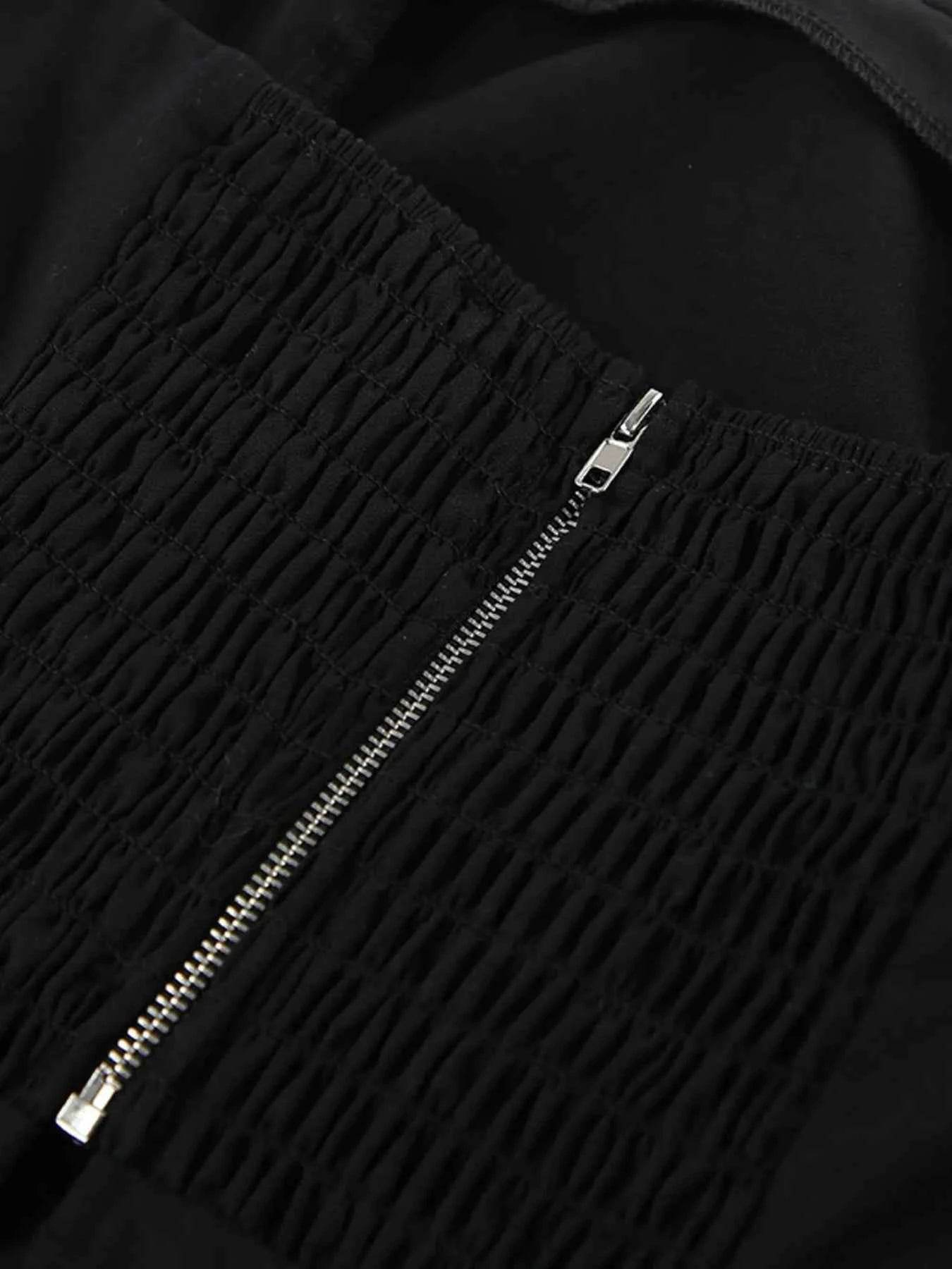 Back Zipper Tube Top Set with Midi Skirt for Effortless Style - EBYNN