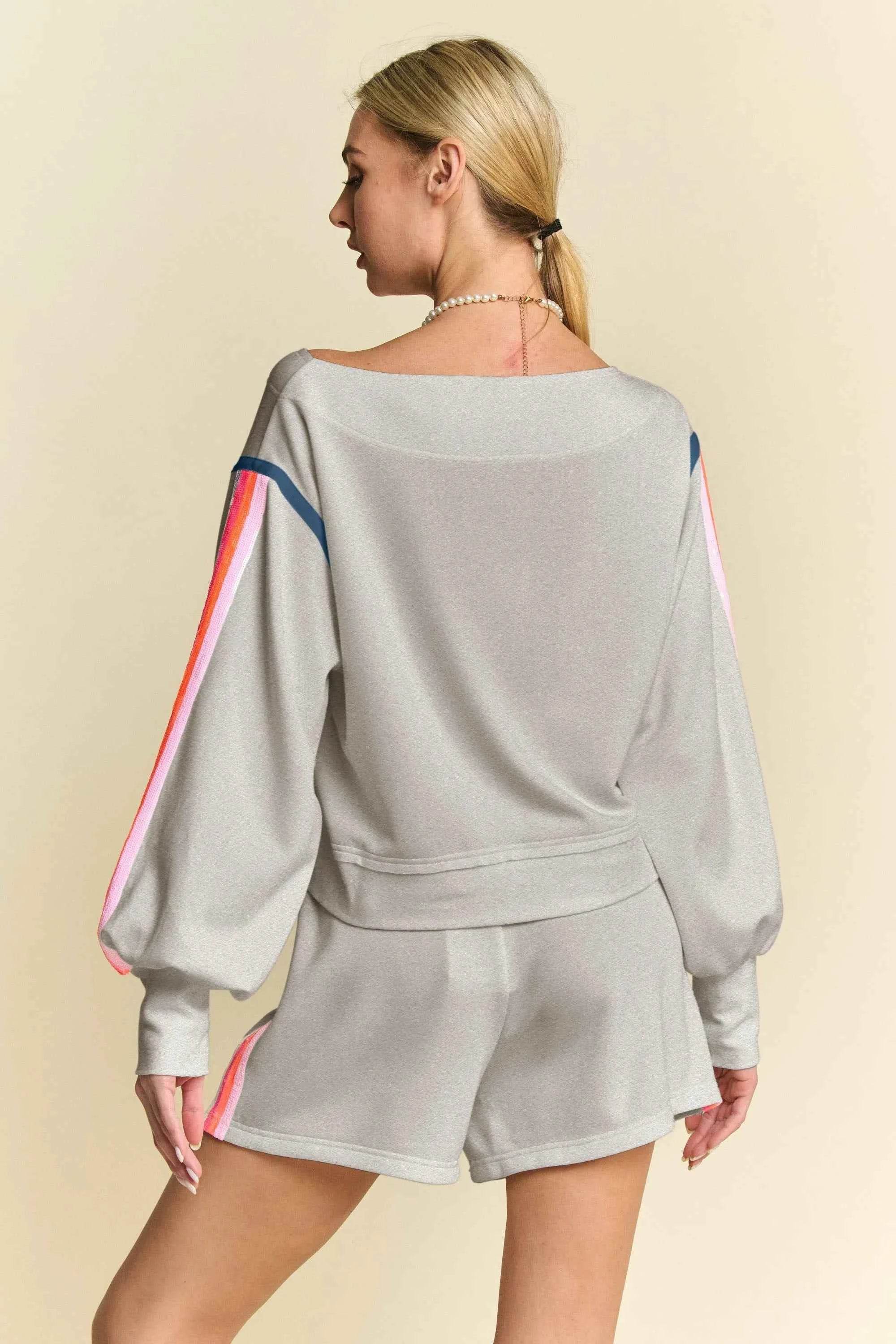 Davi & Dani Sequin Stripe Athleisure Set - EBYNN