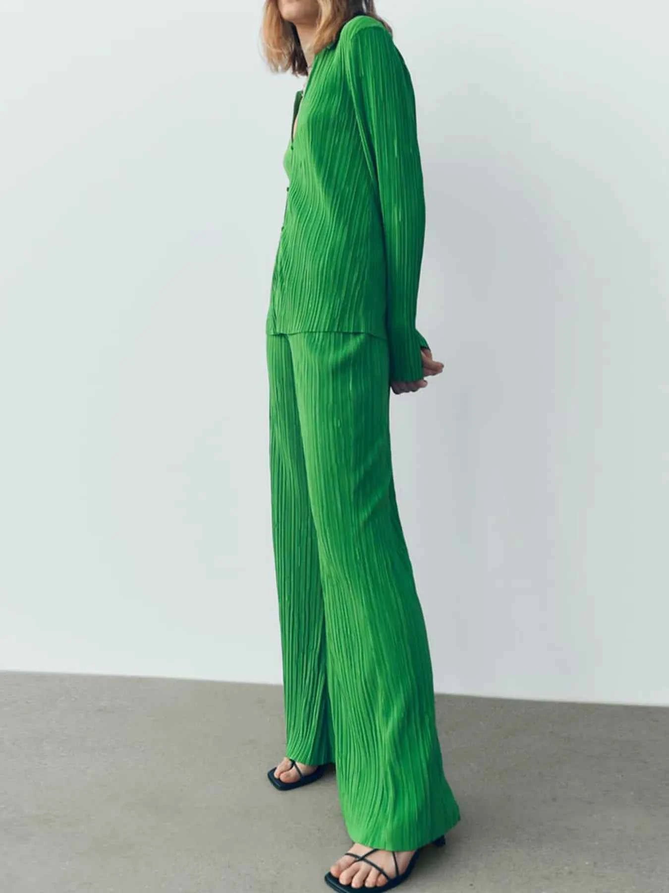 Texture Long Sleeve Top and Pants Lounge Set.