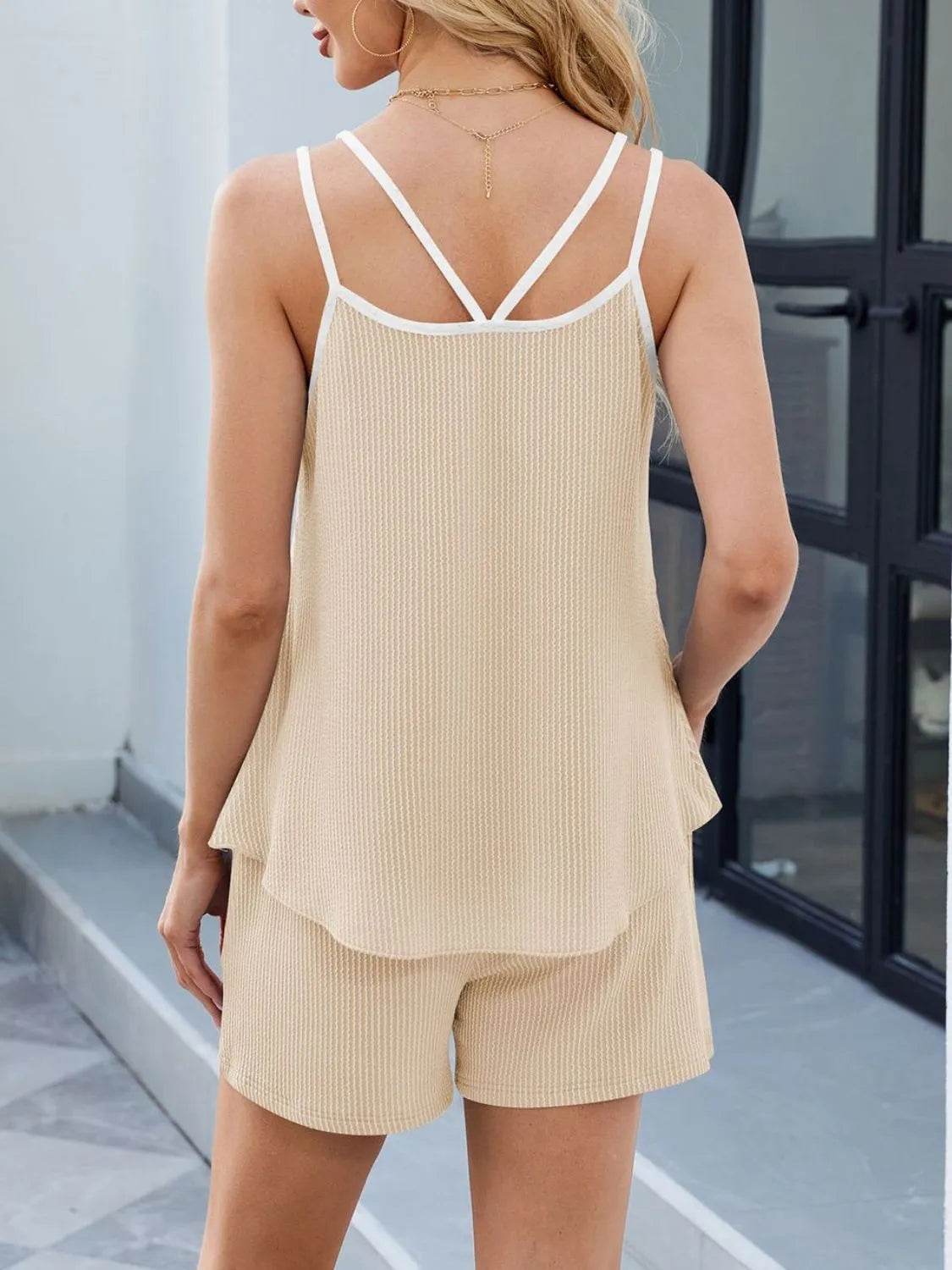 Double Spaghetti Strap Cami and Shorts Set - EBYNN