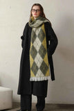Fringe Argyle Polyester Scarf.