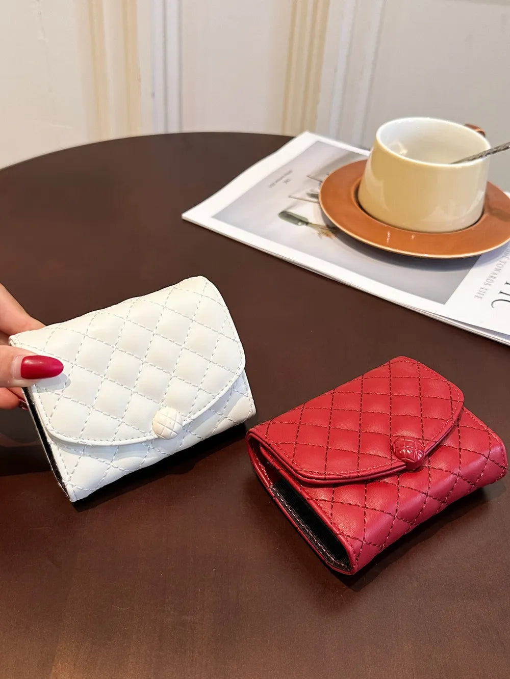 Mini PU Leather Solid Color Wallet.
