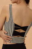 Crisscross Back Houndstooth Active Bra.