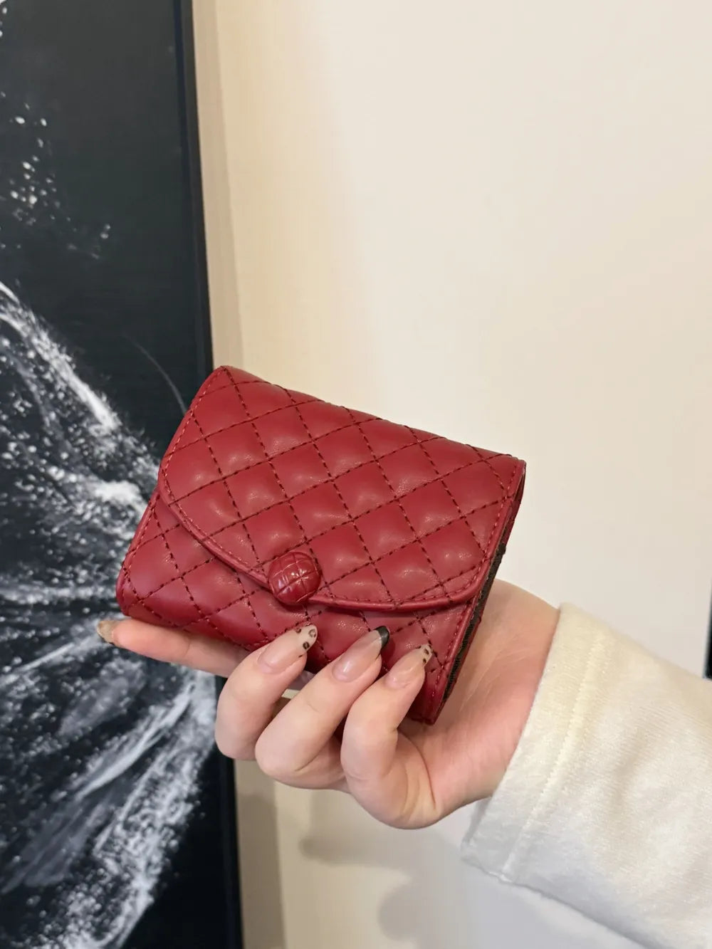 Mini PU Leather Solid Color Wallet.