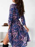 Printed Tie Waist Midi Dress.