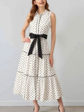 Polka Dot Sleeveless Midi Shirt Dress.