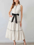 Polka Dot Sleeveless Midi Shirt Dress.
