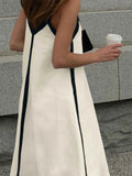Contrast Trim V-Neck Maxi Dress.