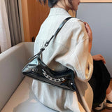 Chain Detail Small Leather Shoulder Bag.