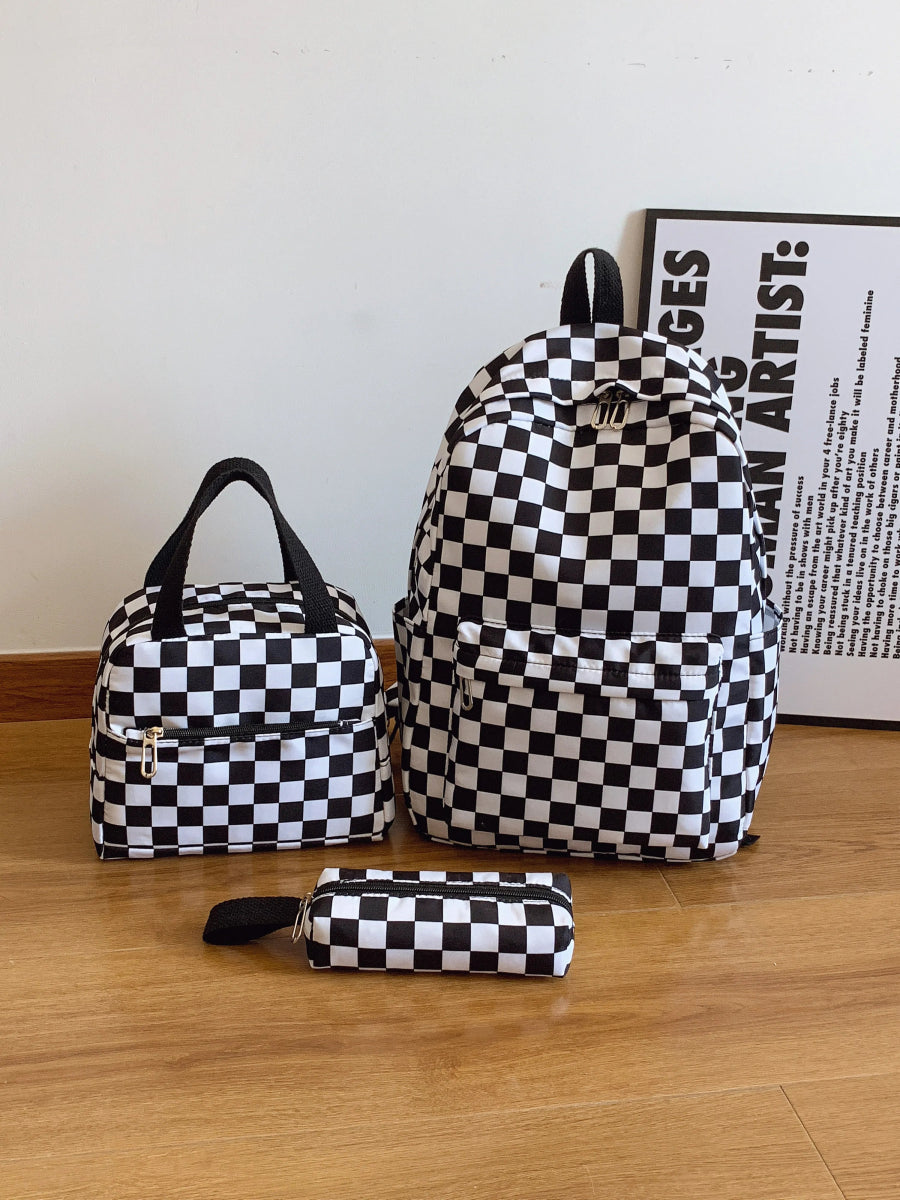Checkered Pattern 3-Piece Bag Set.