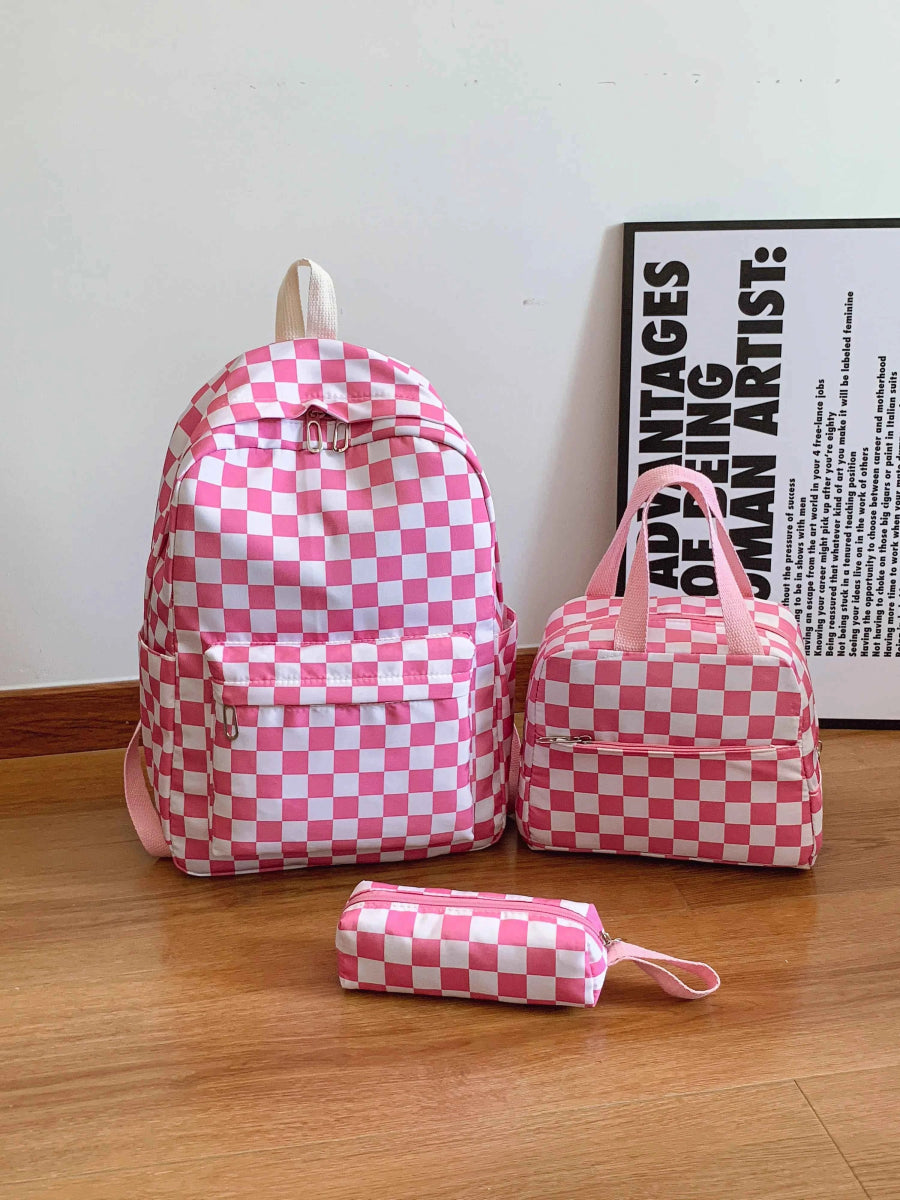 Checkered Pattern 3-Piece Bag Set.