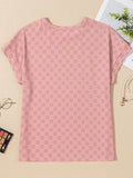 Checkered Round Neck T-Shirt for Stylish Comfort - EBYNN