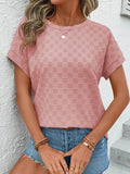 Checkered Round Neck T-Shirt for Stylish Comfort - EBYNN