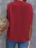 Cold Shoulder Blouse for Women - Stylish Notched Design - EBYNN