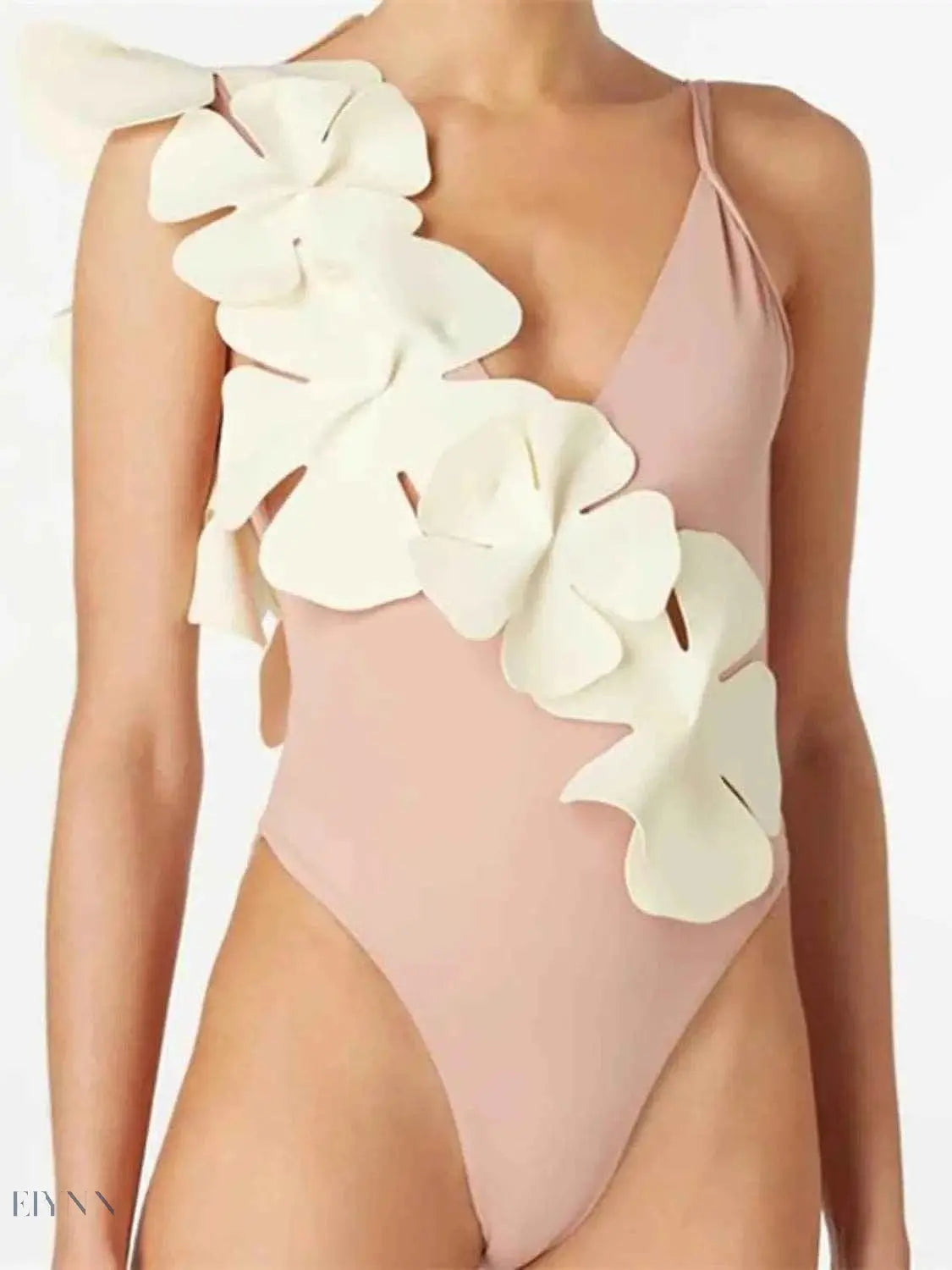 Stylish contrast flower one-piece swimsuit featuring a floral design and adjustable straps
