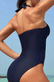 Crisscross Halter One-Piece Swimsuit - Sleek Black - EBYNN